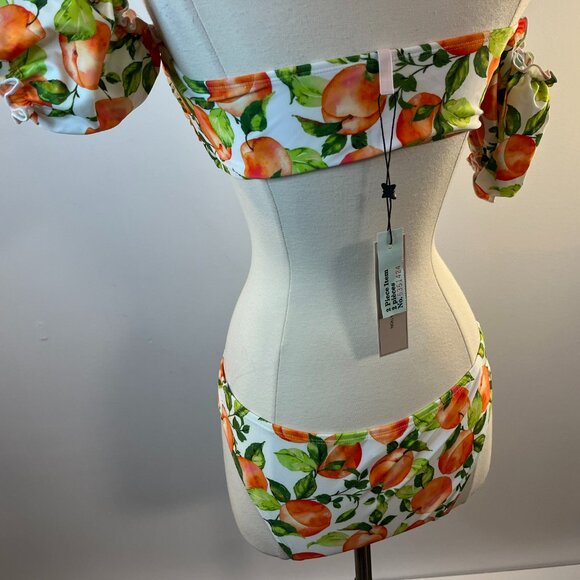 BCBGeneration Women's Paris Peach Poof Sleeve 2-pc Bikini Swimsuit - Large NWT - Picture 4 of 5